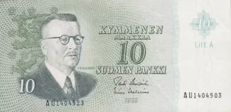 Finland 10 Markkaa, 1963 obverse