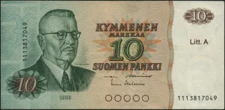 Finland 10 Markkaa,, 1980 obverse