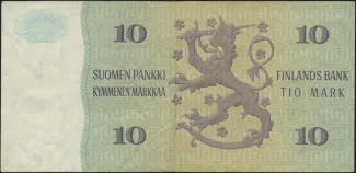 Finland 10 Markkaa,, 1980 reverse