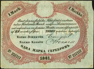Finland 1 Markka, 1860-1861 obverse