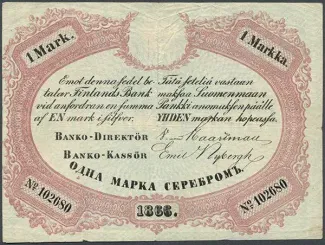 Finland 1 Markka, 1866 obverse