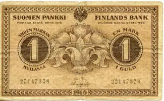 Finland 1 Markka, 1916 obverse
