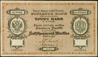 Finland 20 Markkaa, 1882 obverse