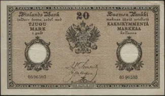 Finland 20 Markkaa, 1891-1894 obverse