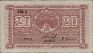 Finland 20 Markkaa,, 1922 obverse