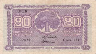 Finland 20 Markkaa,, 1939 obverse