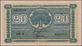 Finland 20 Markkaa,, 1945 obverse