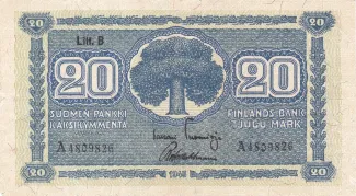 Finland 20 Markkaa,, 1945 obverse