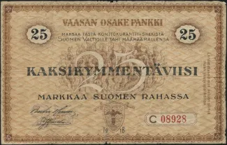Finland 25 Markkaa, 1918 obverse