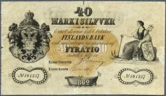 Finland 40 Markkaa, 1862 obverse