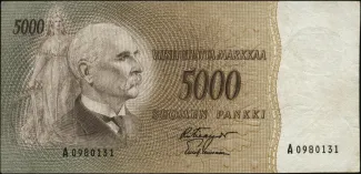 Finland 5.000 Markkaa, 1955 obverse