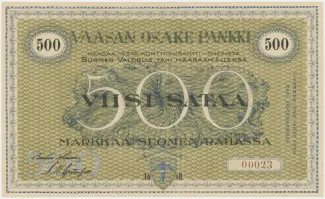 Finland 500 Markkaa, 1918 obverse