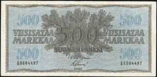 Finland 500 Markkaa, 1955 obverse