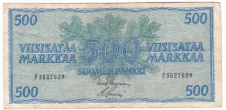 Finland 500 Markkaa, 1956 obverse