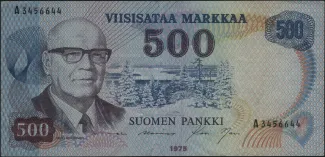 Finland 500 Markkaa, 1975 obverse