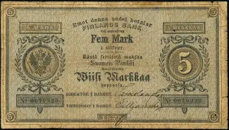 Finland 5 Markkaa, 1875 obverse