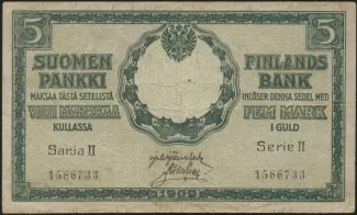 Finland 5 Markkaa,, 1909 obverse