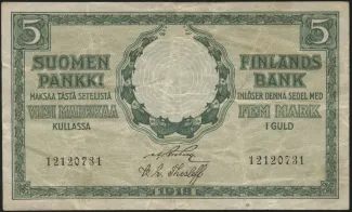 Finland 5 Markkaa, 1918 obverse