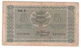 Finland 5 Markkaa,, 1922 obverse