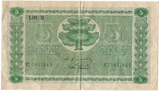 Finland 5 Markkaa,, 1939 obverse