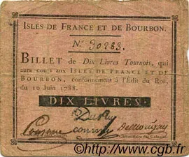 Isles de France & Bourbon 10 Livres, 1788 image