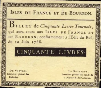 Isles de France & Bourbon 50 Livres, 1788 image