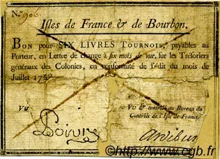 Isles de France & Bourbon 6 Livres, 1768 image