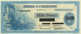 New Caledonia 1.000 Francs, 1943 image
