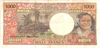French Pacific Territories 1.000 Francs, 2010 image