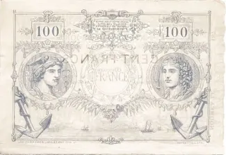New Caledonia 100 Francs, 1874 reverse