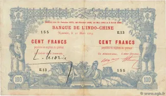 New Caledonia 100 Francs, 1914 image