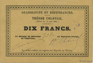 Guadeloupe 10 Francs, 1884 image