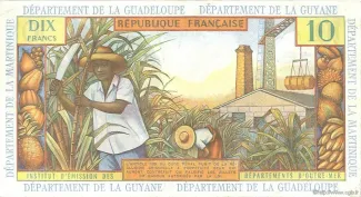French West Indies 10 Francs, 1964 reverse