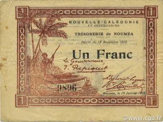 New Caledonia 1 Franc, 1919 image