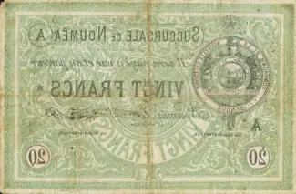 New Caledonia 20 Francs, 1874 reverse