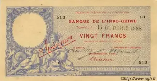 New Caledonia 20 Francs, 1888 image