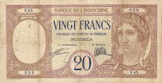 New Caledonia 20 Francs, 1929 image