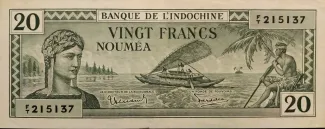 New Caledonia 20 Francs, 1944 image