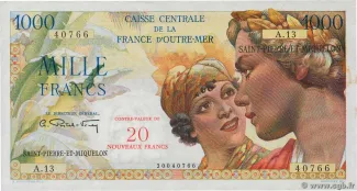Saint-Pierre and Miquelon 20 Nouveaux, 1964 obverse