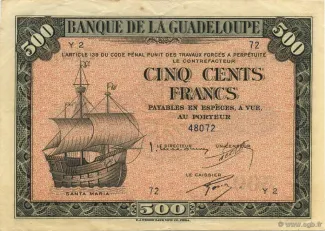 Guadeloupe 500 Francs, 1942 image