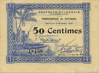 New Caledonia 50 Centimes, 1919 image