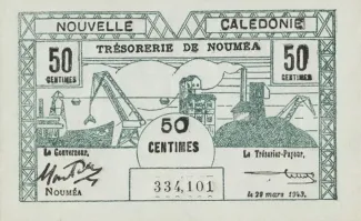 New Caledonia 50 Centimes, 1943 image