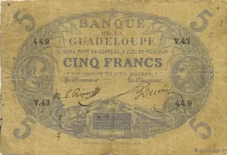 Guadeloupe 5 Francs, 1874 image