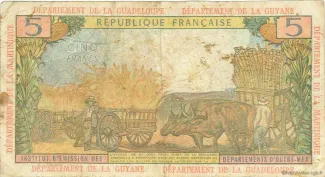 French West Indies 5 Francs, 1964 reverse