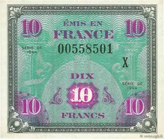 France 10 Francs, 1944 P-116 obverse