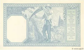 France 20 Francs, 1916-1925 reverse