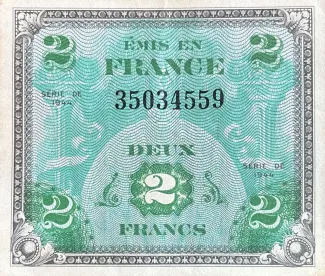 France 2 Francs, 1944 P-114 obverse