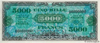 France 5,000 Francs, 1944 P-121 obverse
