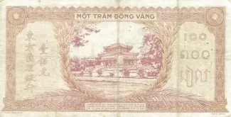 French Indochina 100 Piastres, 1942-1945 reverse