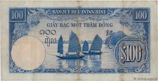 French Indochina 100 Piastres, 1946 reverse